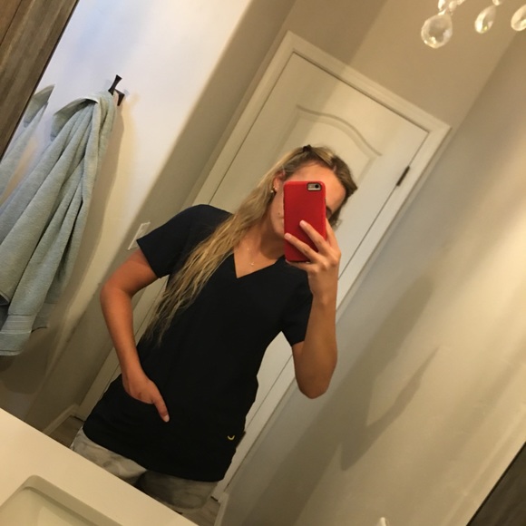 •WonderWink Womens Navy Blue Scrub Top• - Picture 6 of 7